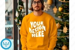Yellow men Sweatshirt empty space Mockup, christmas Gildan Product Image 1