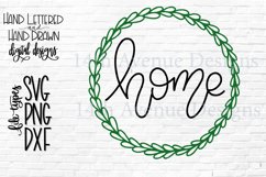 Home SVG, Hand Lettered, Home Cut File, Home with Wreath Product Image 1