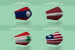 Medical Mask with Laos Latvia Lebanon Liberia Nation Flags Product Image 1