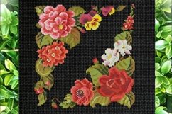 Vintage Cross Stitch Scheme Dahlia and pansies Product Image 1