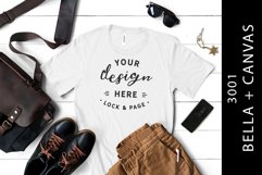 Men's White Bella Canvas 3001 Mockup TShirt Fashion Flat Lay Product Image 1