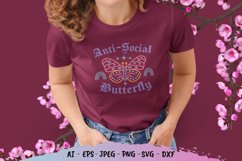 Anti-Social Butterfly Hand Lettering SVG Product Image 1