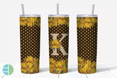 Sunflower Monogram Skinny Tumblers Alpha Sublimation Design Product Image 12