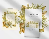 Watercolor floral boho frame. Dry palm leaves, poted plants Product Image 2