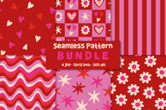 Valentines Digital Papers Love Patterns Hearts Background Product Image 1