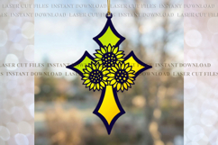 Cross Sunflowers Suncatcher Ornament svg Laser cut template Product Image 3