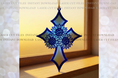 Cross Sunflowers Suncatcher Ornament svg Laser cut template Product Image 4