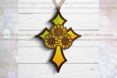 Cross Sunflowers Suncatcher Ornament svg Laser cut template Product Image 1
