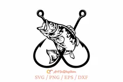 Fish and hooks Svg, Fishing Svg, Fishhooks Svg, Fish Svg Product Image 1