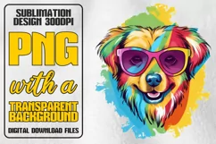 Rainbow Dog Sublimation PNG, Puppy Clipart, Dog Breed PNG Product Image 1