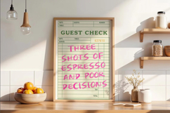 Funny Guest Check PNG Vintage Diner Style, Sublimation PNG. Product Image 2