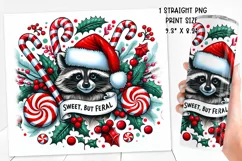 Christmas festive Raccoon Tumbler Wrap|Sublimation PNG. Product Image 2