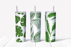 tropical leaves sublimation design. Skinny tumbler wrap Product Image 4