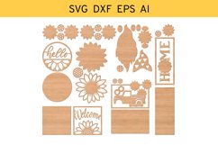Sunflower Summer Tier Tray svg, Sunflower svg dxf Bundle Product Image 2
