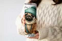 Cute Pug Coffee Tumbler Wrap|Sublimation PNG. Product Image 2