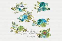 Watercolor Succulents &amp; Florals Clip Art Collection Product Image 7