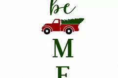 Be Merry - Christmas Little Red Truck Porch Sign SVG DXF Product Image 2