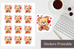 Teddy bear Valentine sticker | Cute animal stickers sheet Product Image 1