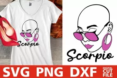 Scorpio Zodiac Sign svg, Bald Woman in Glasses svg, Melanin Product Image 2