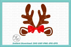 Antlers Reindeer Christmas monogram girl kids design svg dxf Product Image 2
