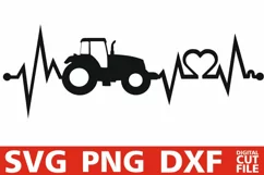 Farm Tractor svg, Heart Beat svg, Farmer EKG, Farm Life svgs Product Image 2