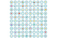 100 artwork icons set, cartoon style Product Image 1