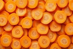 Vibrant background of neatly sliced, fresh carrot rounds Product Image 1