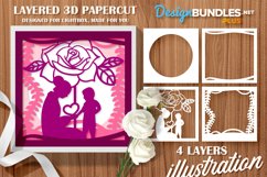 Papercut 3D Layered Mother with Child and Rose SVG Template Product Image 1