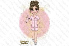 Pink stripe pyjama girl character bundle for sublimation Product Image 2