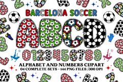 Barcelona Soccer Alphabet png clipart, soccer letters doodle Product Image 1
