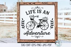 Life Is An Adventure SVG | Vintage Floral Bike SVG Product Image 1