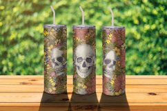Skull in flowers 20 oz PINK, 20 oz Glass Design, boho Skulls Product Image 1