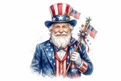 Patriotic Uncle Sam Beard Watercolor Clipart PNG Product Image 1