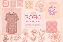 Boho Floral Art - Flowers and Leaves Clipart, Digital Paper Product Image 1