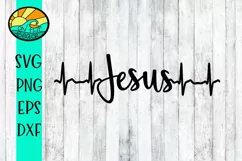 JESUS - HEARTBEAT - SVG PNG DXF EPS Product Image 1