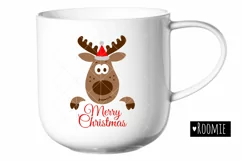 Reindeer in Santa hat SVG, Christmas Reindeer svg New year Product Image 3