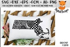 Zentangle Massachusetts SVG Cut File Product Image 1