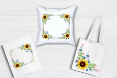 Sunflower Frames Watercolor, Clipart Border Floral Product Image 6