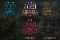 Sublimation Christmas PNG Design Quote HAPPY 2021 new year Product Image 1
