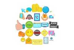 Business program icons set, cartoon style Product Image 1