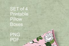 Light Pink Roses Printable Pillow Boxes for Favors Set of 4 Product Image 6