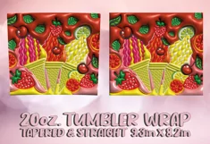 3D Ice Cream Summer Tumbler Wrap 20oz, Fruits Sublimation Product Image 2