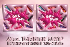 3D Girl Power Tumbler Wrap 20oz, Grl Pwr Puffy Sublimation Product Image 2