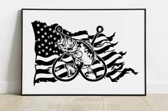 Fishing Svg, Fishhooks Svg, Bass Fish Svg, USA Flag Svg Product Image 2
