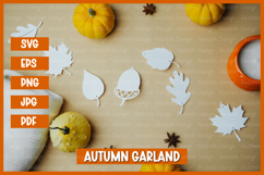 Leaves garland, Autumn leaves with patterns paper cut Product Image 2