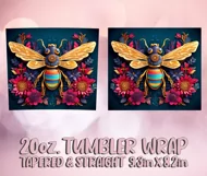 3D Bee Tumbler Wrap 20oz Sublimation, Flower PNG, 3D Summer Product Image 2