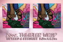 3D Queen Puffy Tumbler Wrap 20oz Sublimation PNG, Hustle PNG Product Image 2