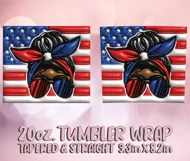 3D Puff American Flag Tumbler Wrap 20oz, 4th Of July, Afro Product Image 2
