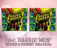 3D Puff Tumbler Wrap 20oz, Pisces Queen PNG, Birthday PNG Product Image 2