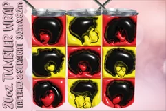 3D Puff Tumbler Wrap 20oz, Afro Woman PNG, 3D Inflate Design Product Image 1
